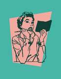 Retro Woman with Notebook/Journal