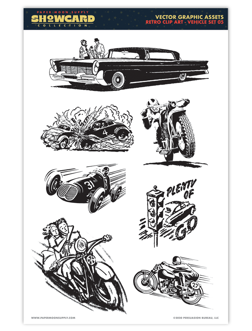 Retro Vector Clip Art-Vehicle Set 05