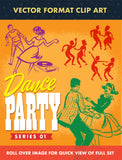 Retro Vector Clip Art-Dance Party Set 01