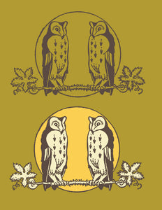 Arts and Crafts/Art Nouveau Style Owl Pair