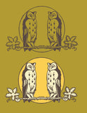 Arts and Crafts/Art Nouveau Style Owl Pair