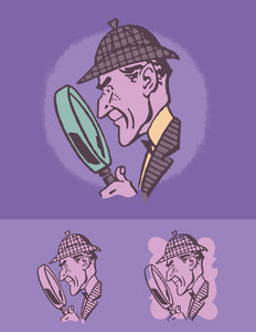 Sherlock Holmes with magnifying glass