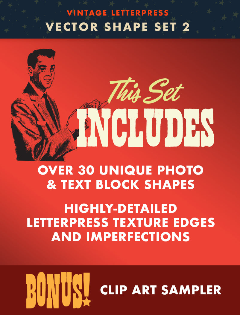 Vector Letterpress Shape Set 02